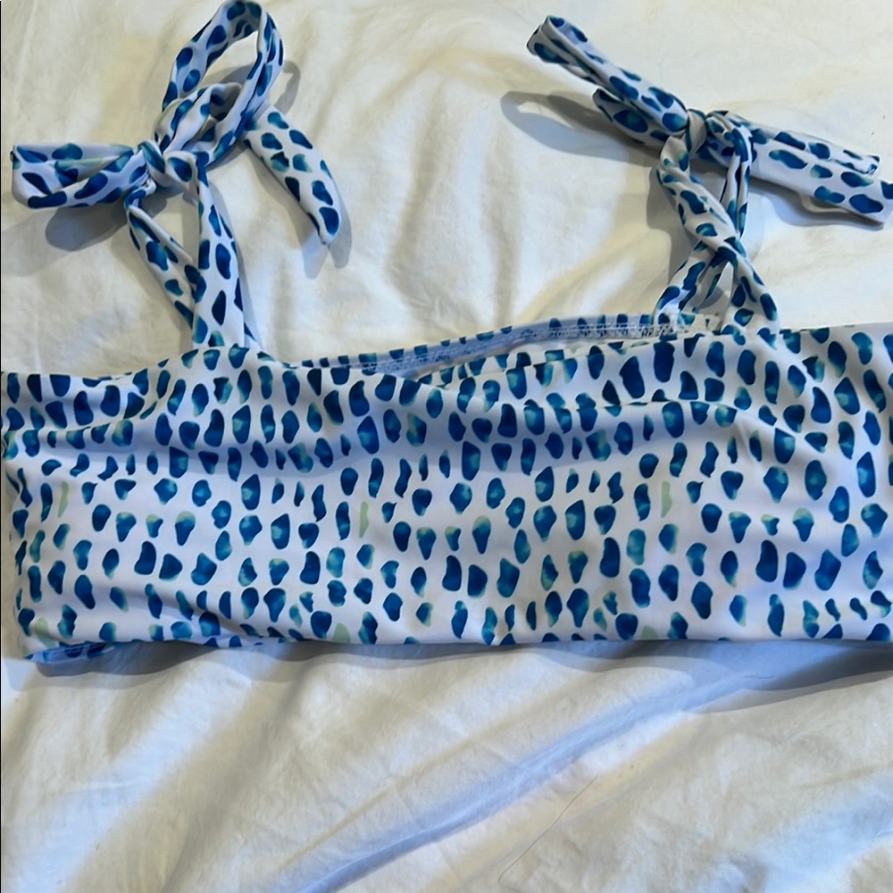 SHEIN Blue and White Bikini Top